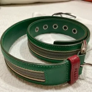Prada | Accessories | Prada Green Grey Red Leather Belt Nwot  display picture 3